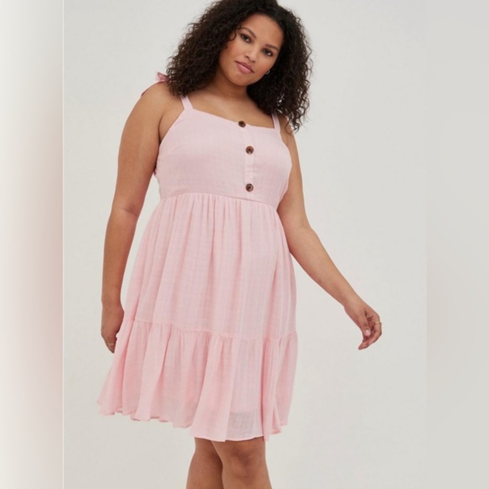 Torrid Mini Textured Woven Button-Front Dress Rose Shadow Pink NWOT Size 2 18-20